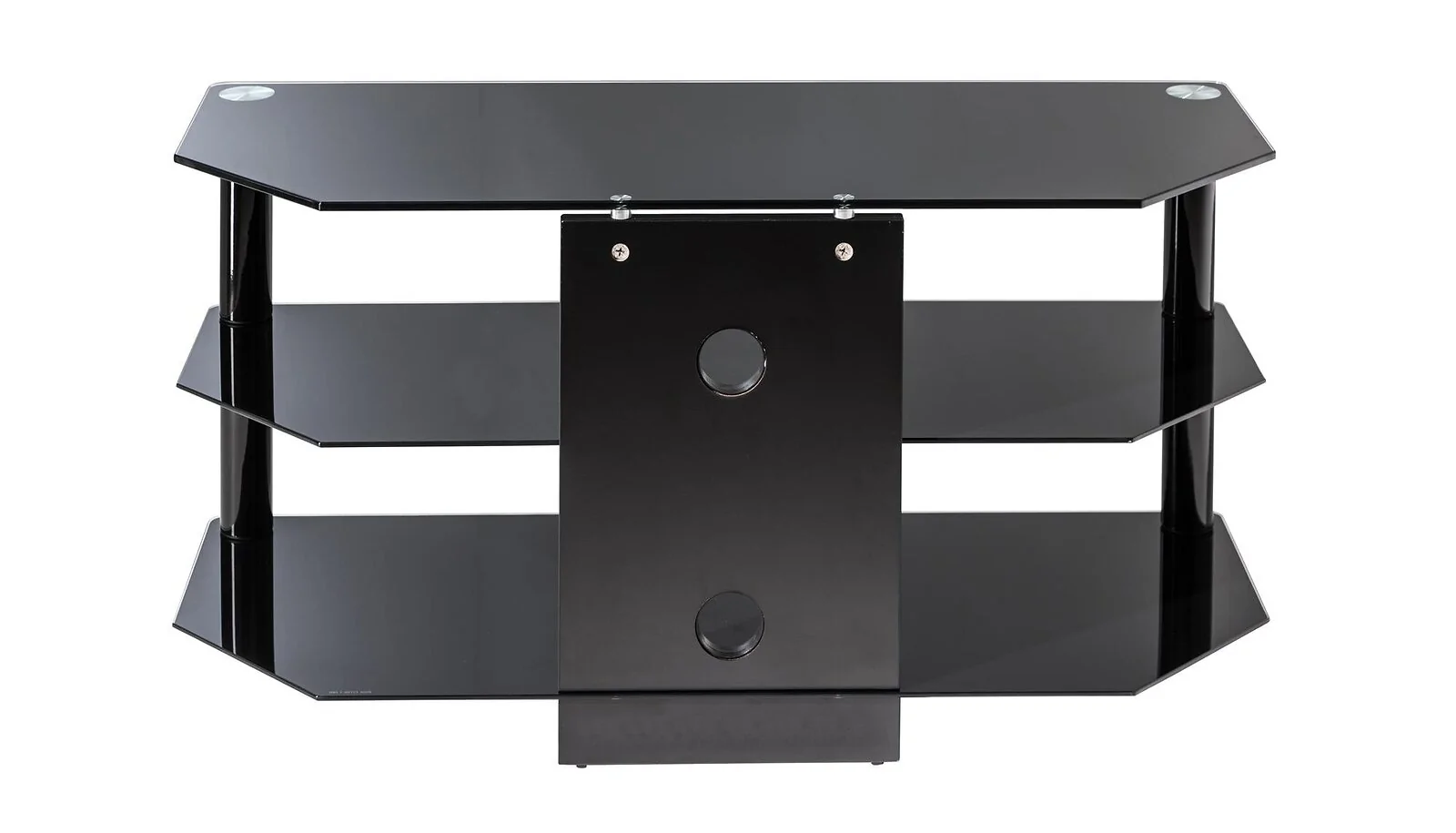 Dorel Essentials TV Stand with 3 Shelves in Black Glass