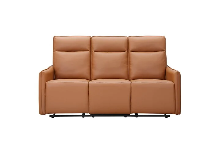 Dorel Lugo 3 Seater Sofa with 2 Manuel Recliner Cognac PU