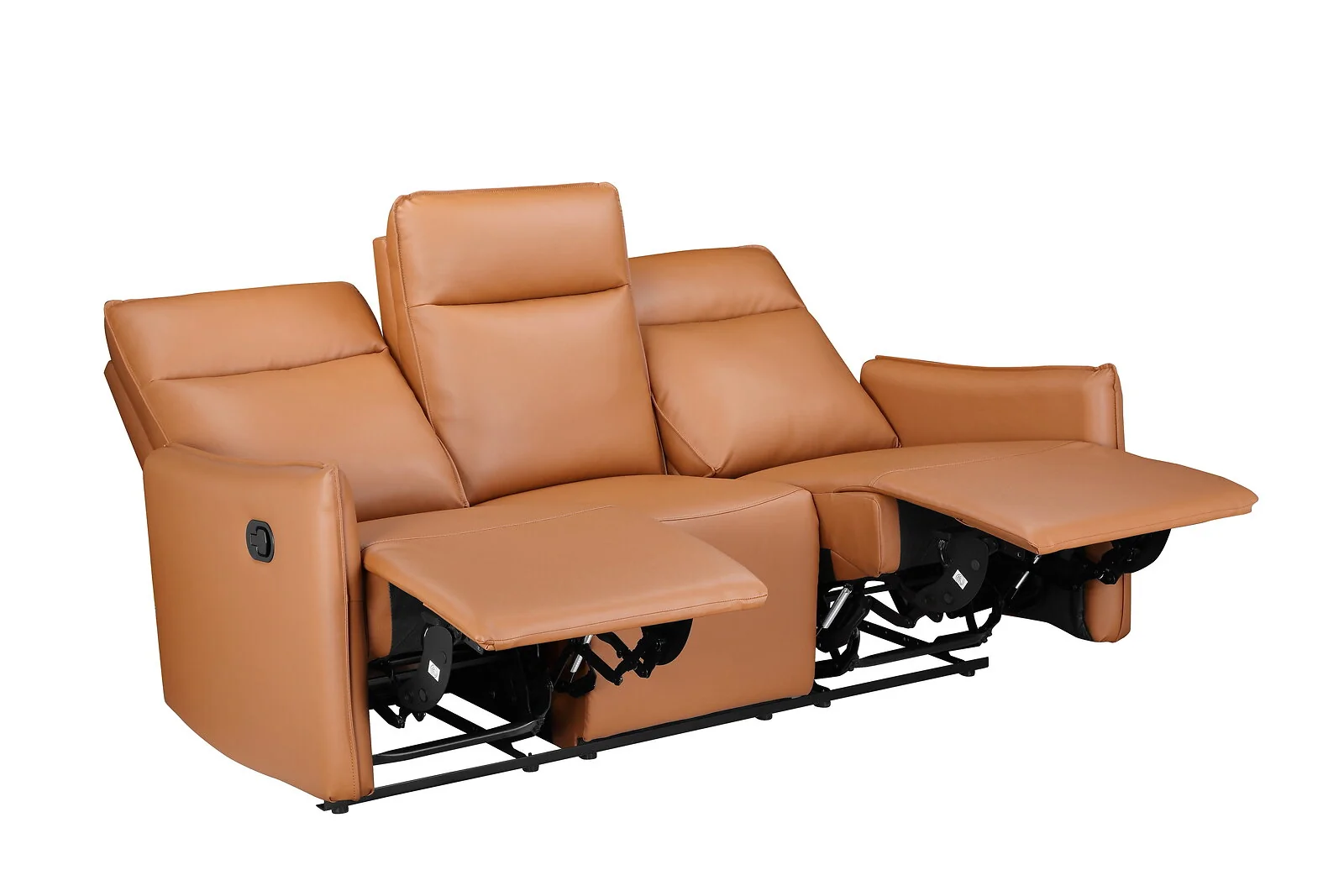 Dorel Lugo 3 Seater Sofa with 2 Manuel Recliner Cognac PU view 3