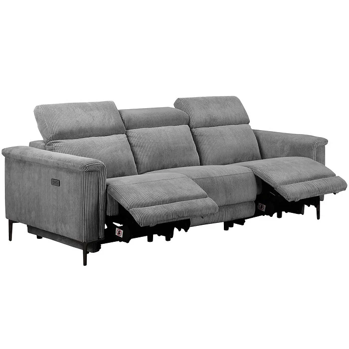 Dorel Lund 3 Seater Sofa with 2 Electrical Recliner Grey Corduroy view 6