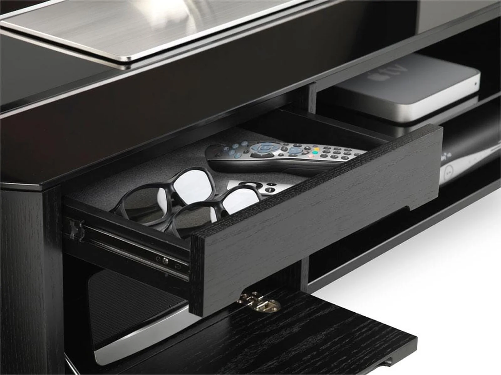 Dorel Finewoods TVcabinet in Black with 1 Drawer 1 Flap view 5