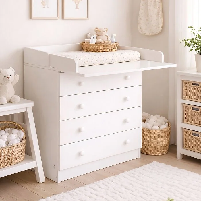 Kidsaw Kudl Kids 4 Drawer Changing Unit with Removable Board White