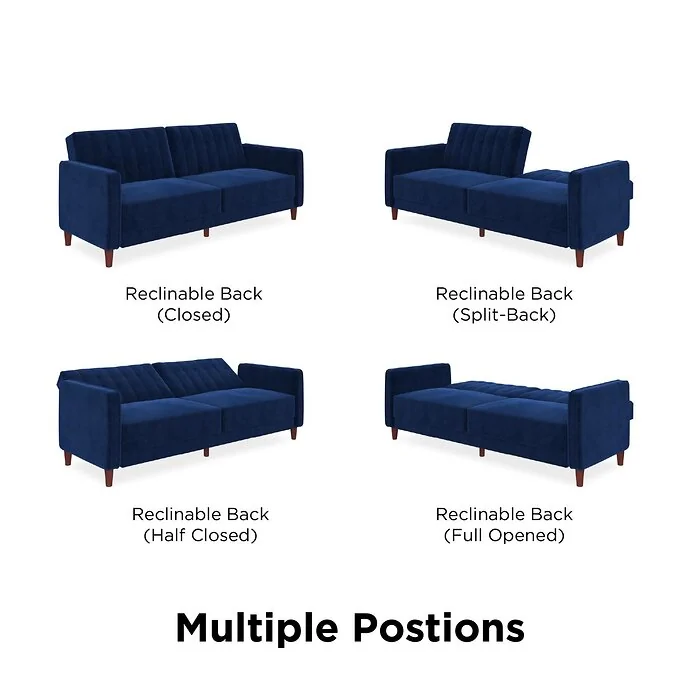 Dorel Pin Tufted Transitional Futon Velvet view 6
