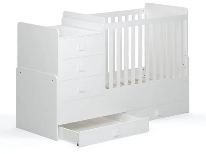 Kidsaw Kudi Combi 4 in 1 Cot Bed with Changing Unit White – view 5