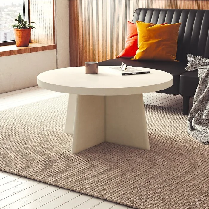 Dorel Liam Round Coffee Table Plaster view 2