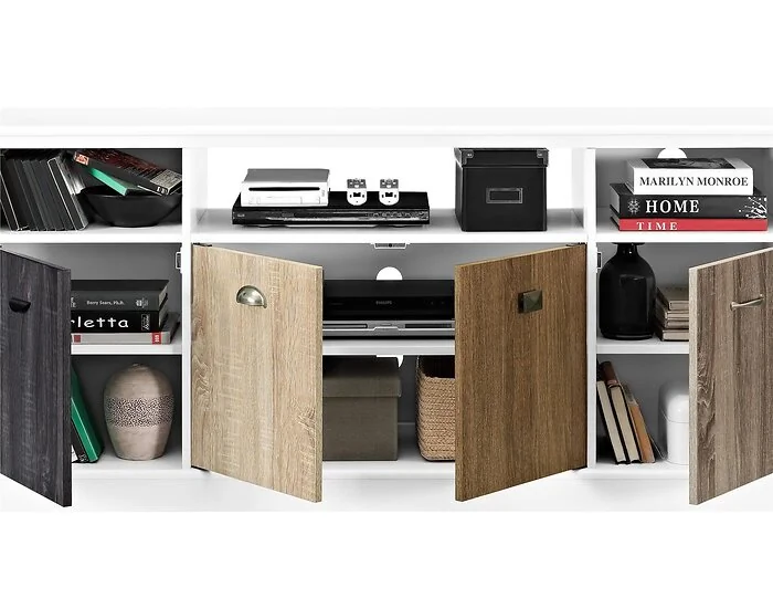 Dorel MERCER TV CONSOLE MULTICOLOUR DOORS 60 BLACK 2BX