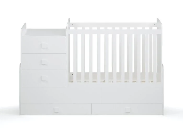 Kidsaw Kudi Combi 4 in 1 Cot Bed with Changing Unit White – view 10