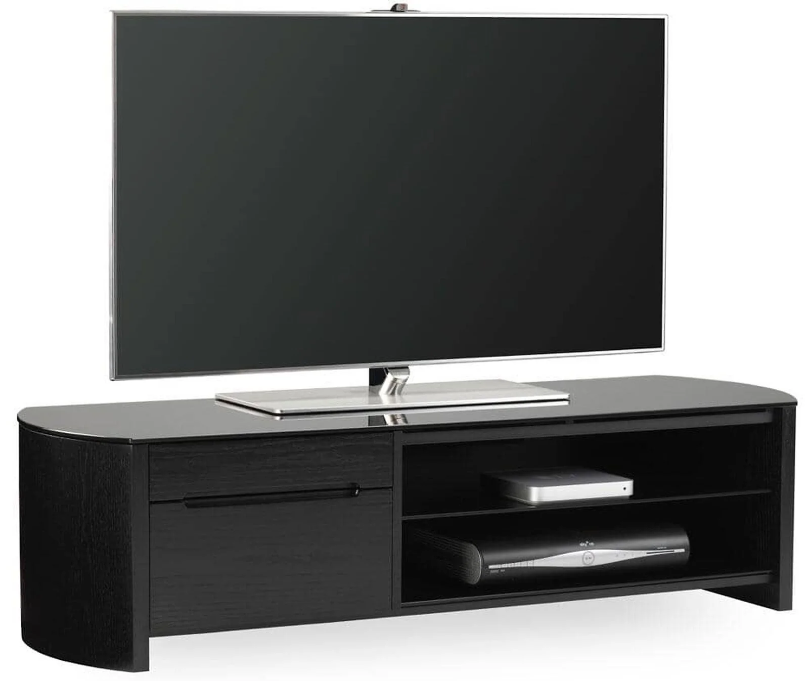 Dorel Finewoods TVcabinet in Black with 1 Drawer 1 Flap view 2