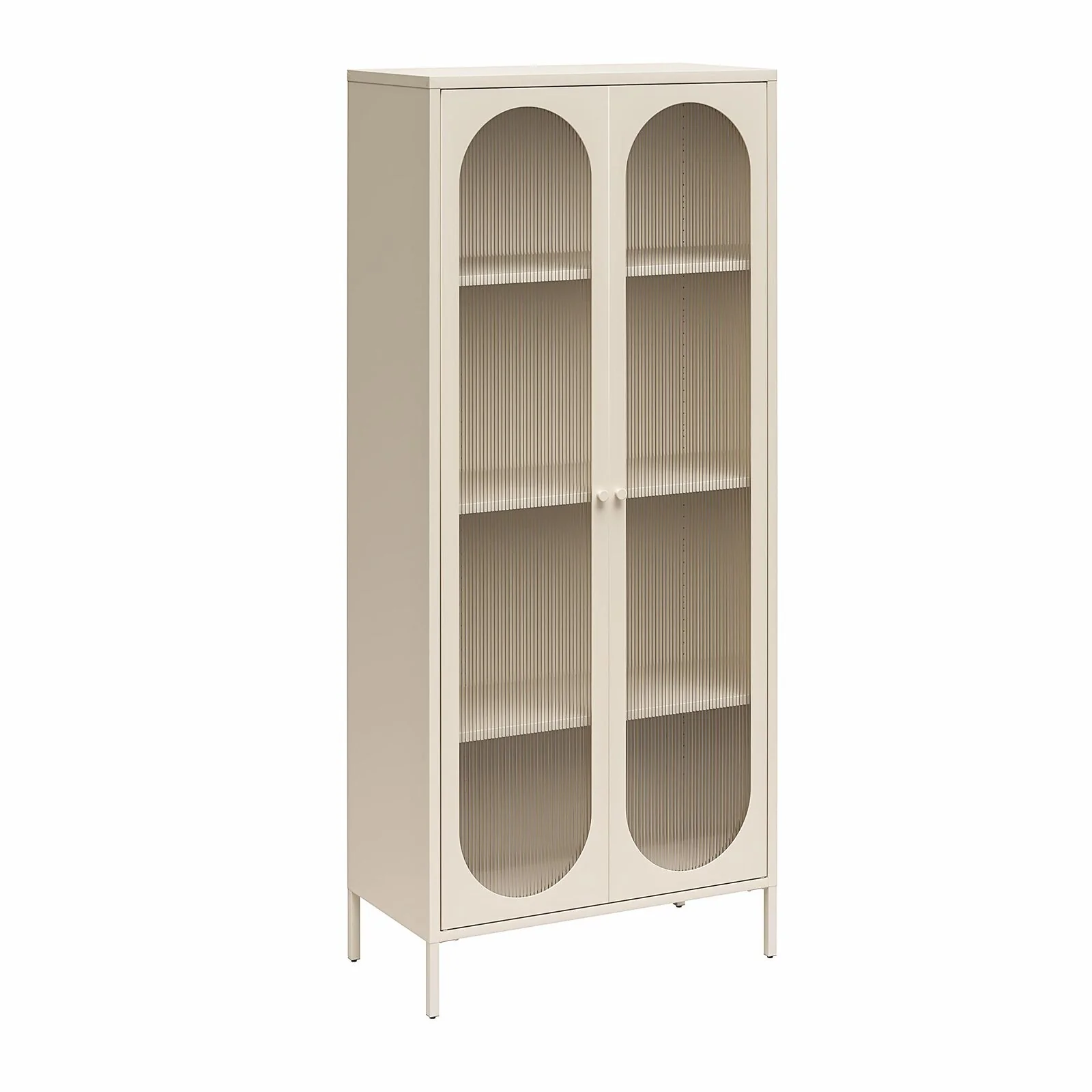 Dorel Luna T Accent Cabinet 2D Fluted Glass Parchment