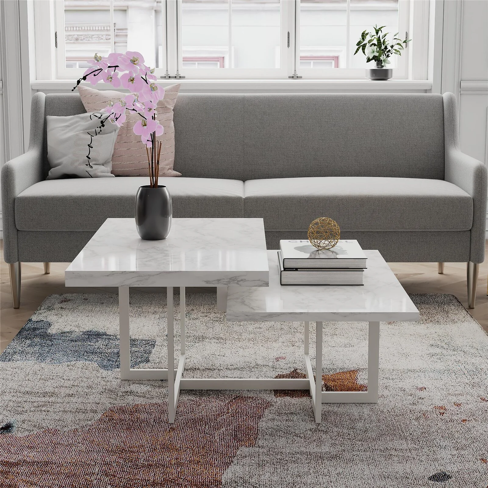 Dorel Brielle Coffee Table White Faux Marble view 4