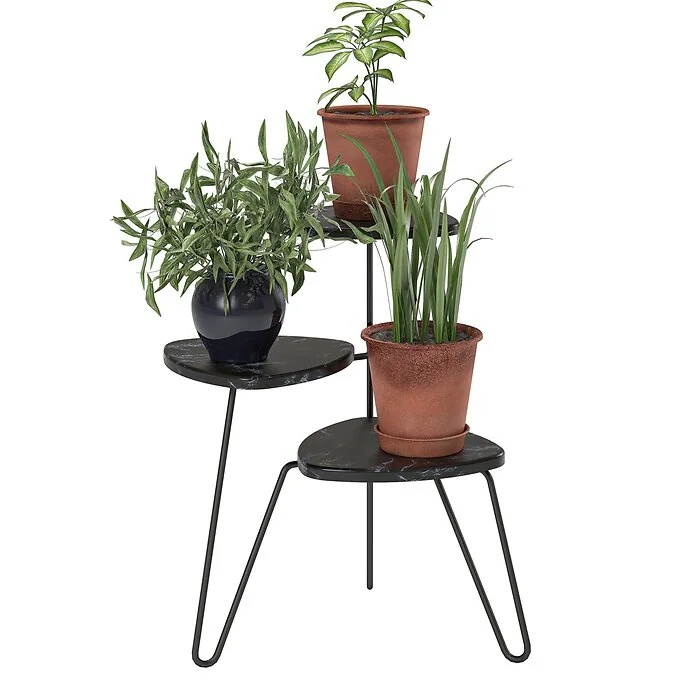 Dorel Athena Plant Stand in Black Marble