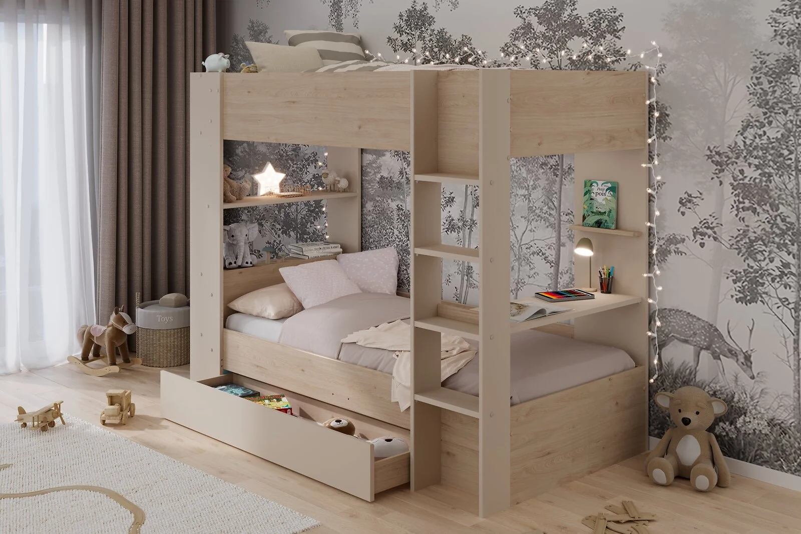 Kids Avenue Oasis Bunk Bed Oak & Cashmere – view 11