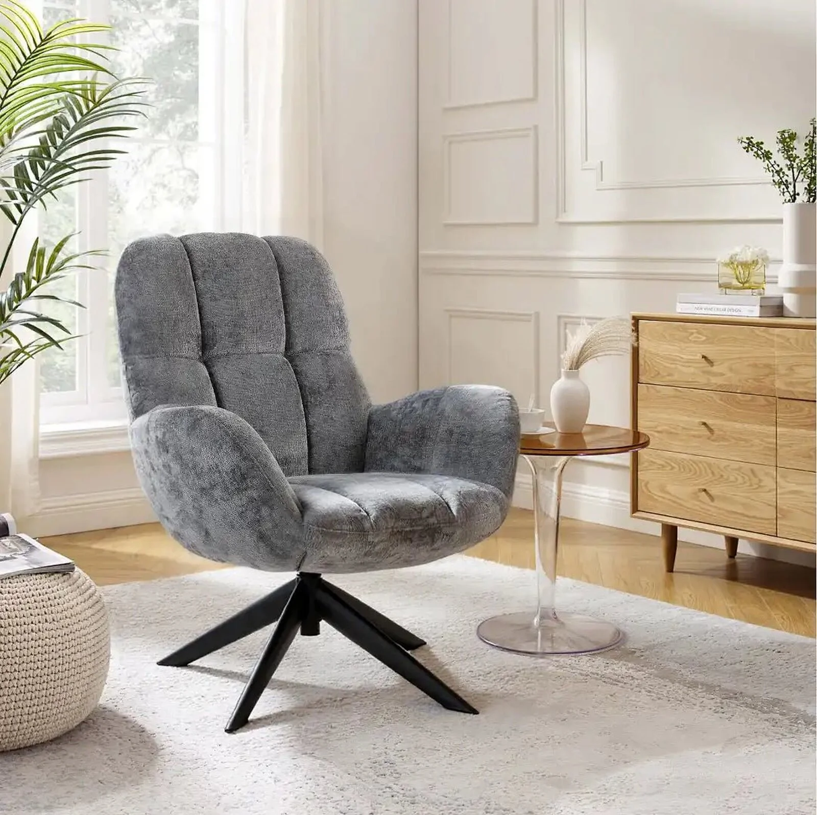 Dorel Glenfield Armchair with Swivel Function Grey Chenille