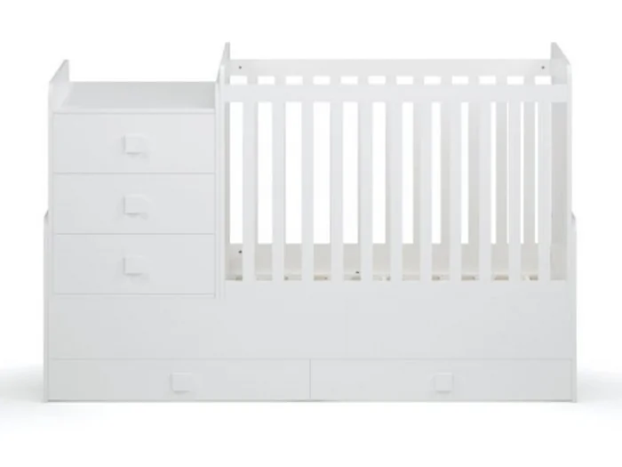 Kidsaw Kudi Combi 4 in 1 Cot Bed with Changing Unit White – view 6