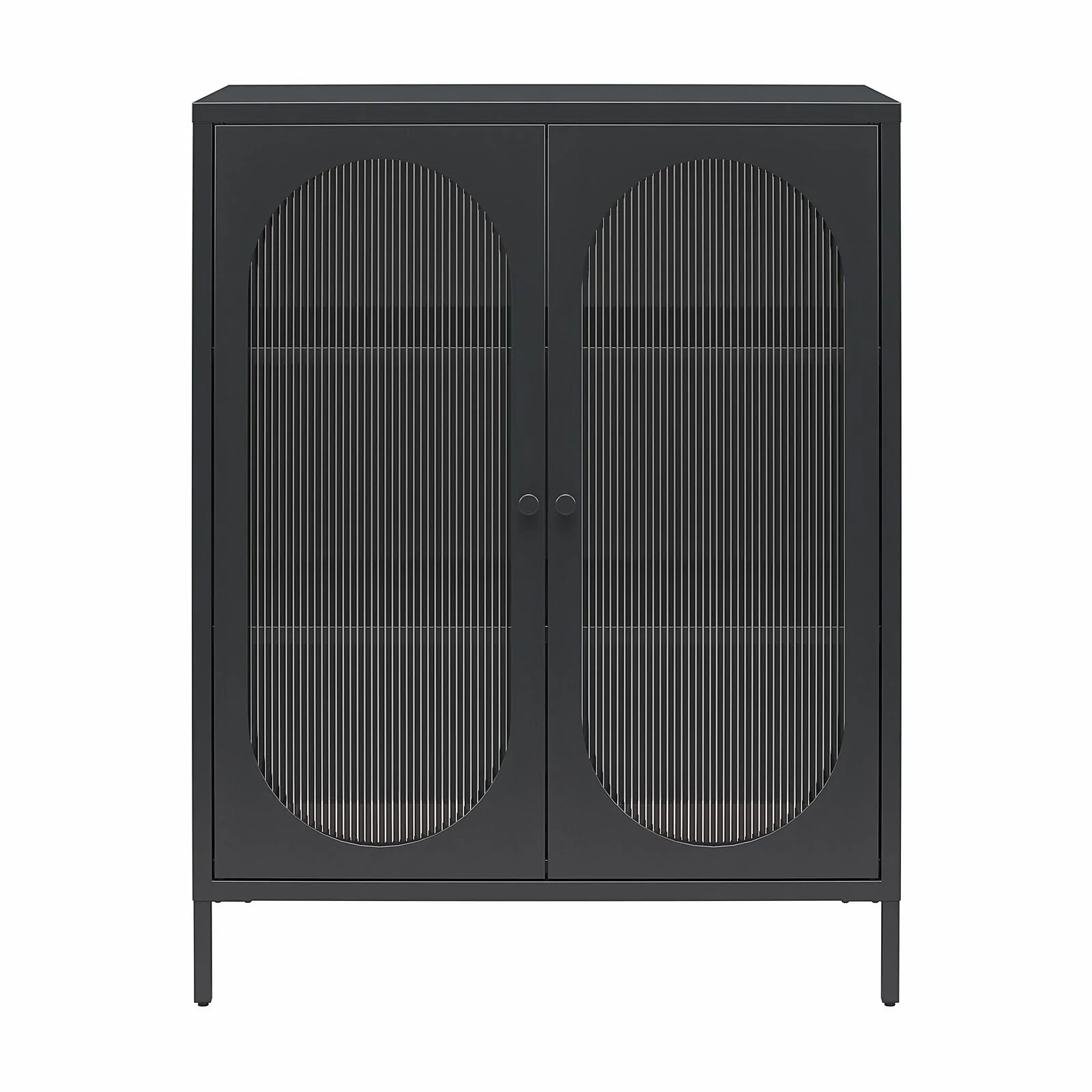 Dorel Luna Accent Cabinet 2D Fluted Glass Black Met view 3