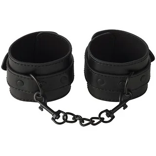 Leather wrist cuffs with black chain link