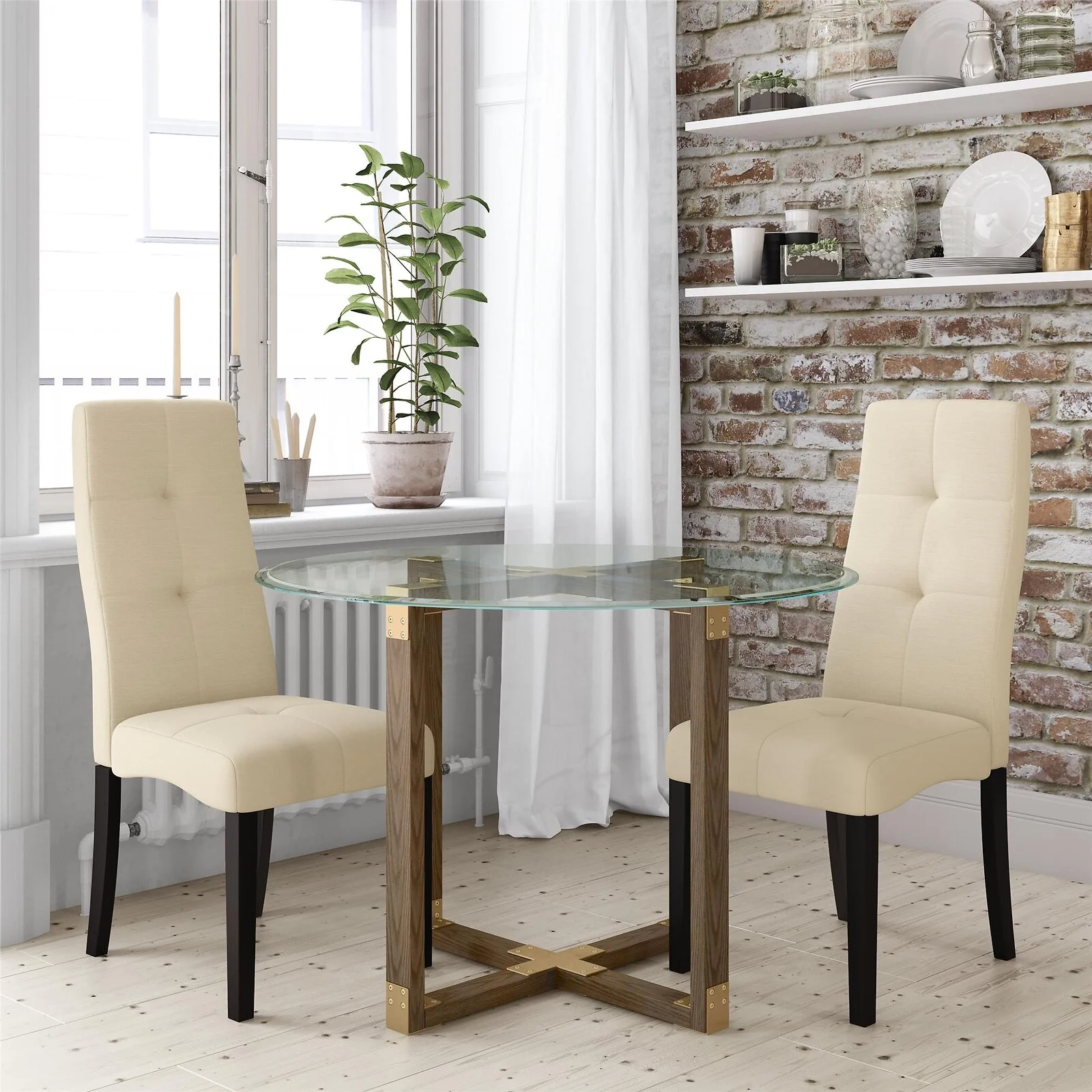 Dorel Bronx Dining Table Oak Brass One Size view 6