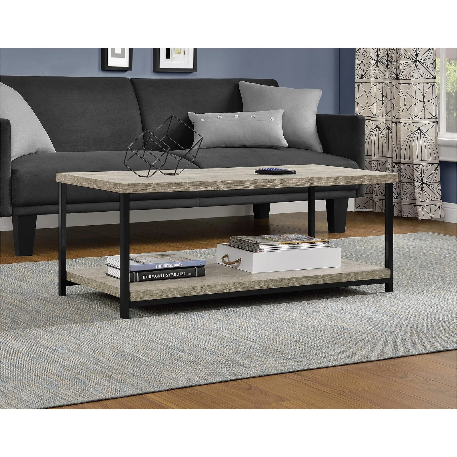 Dorel Elmwood Coffee Table - Distressed Grey Oak