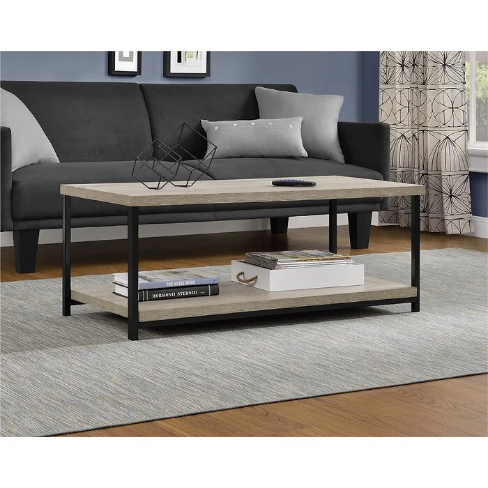 Dorel Elmwood Coffee Table - Distressed Grey Oak