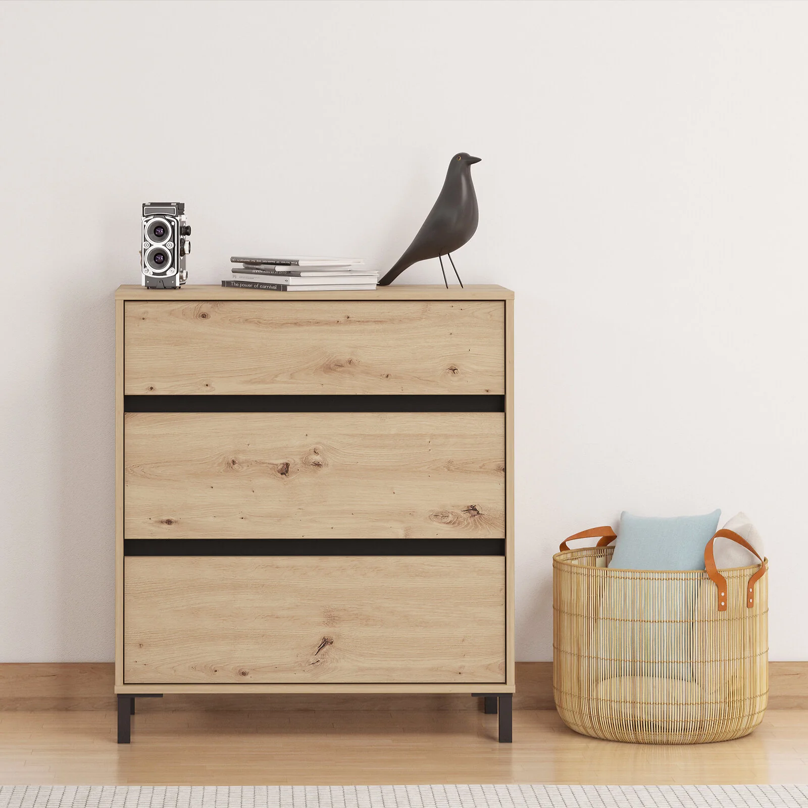 Dorel MARRON Cabinet 80 Artisan OakBlack view 2
