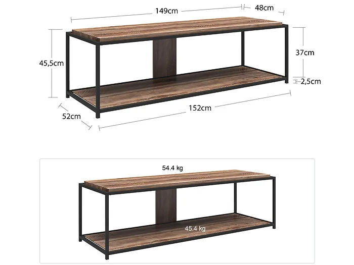 Dorel Quincy TV Stand 65 Weathered Oak view 2