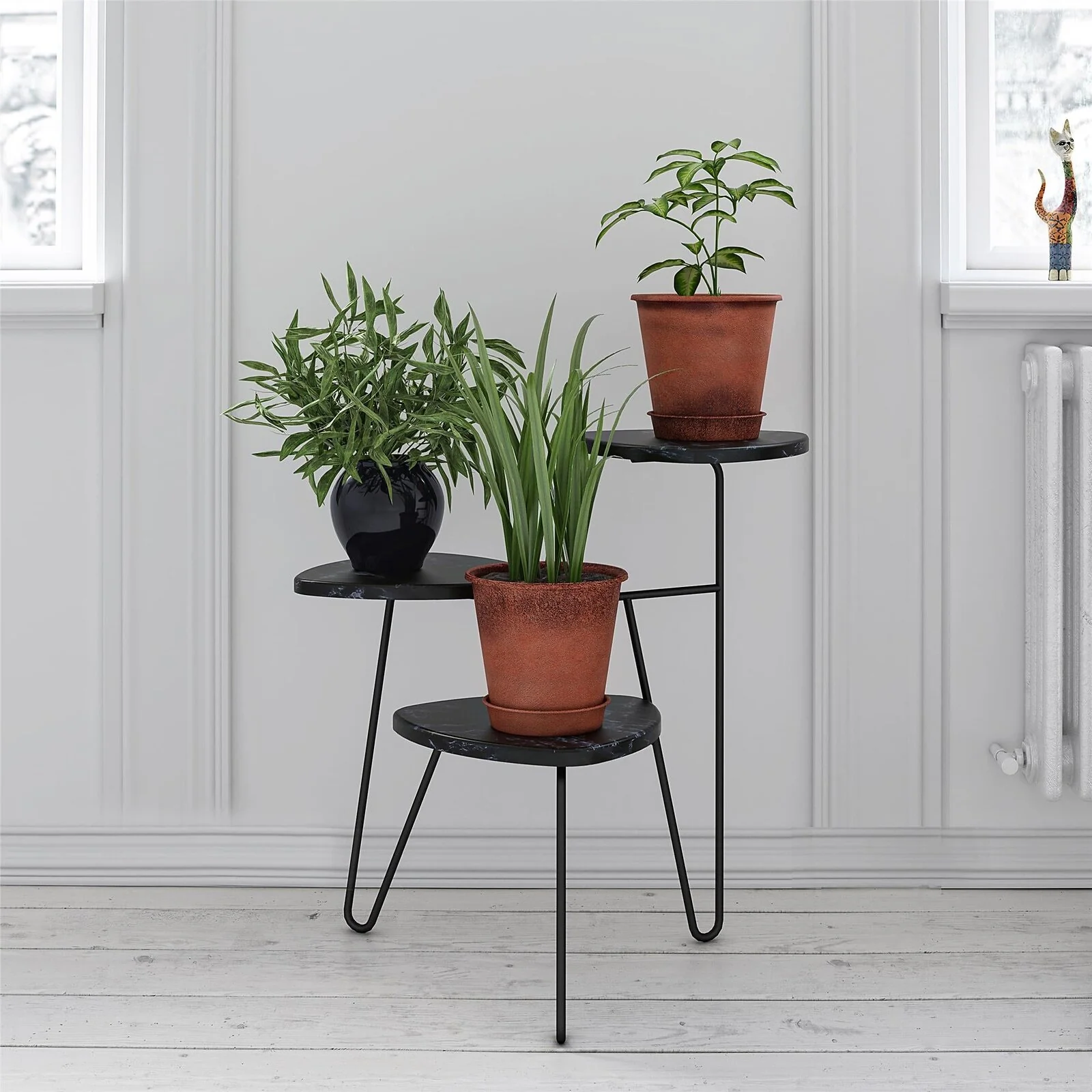 Dorel Athena Plant Stand in Black Marble