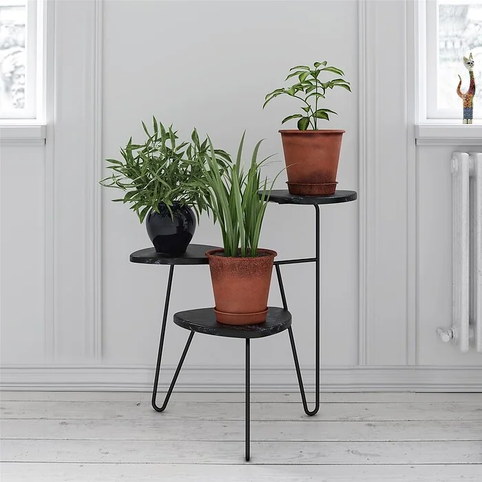 Dorel Athena Plant Stand in Black Marble