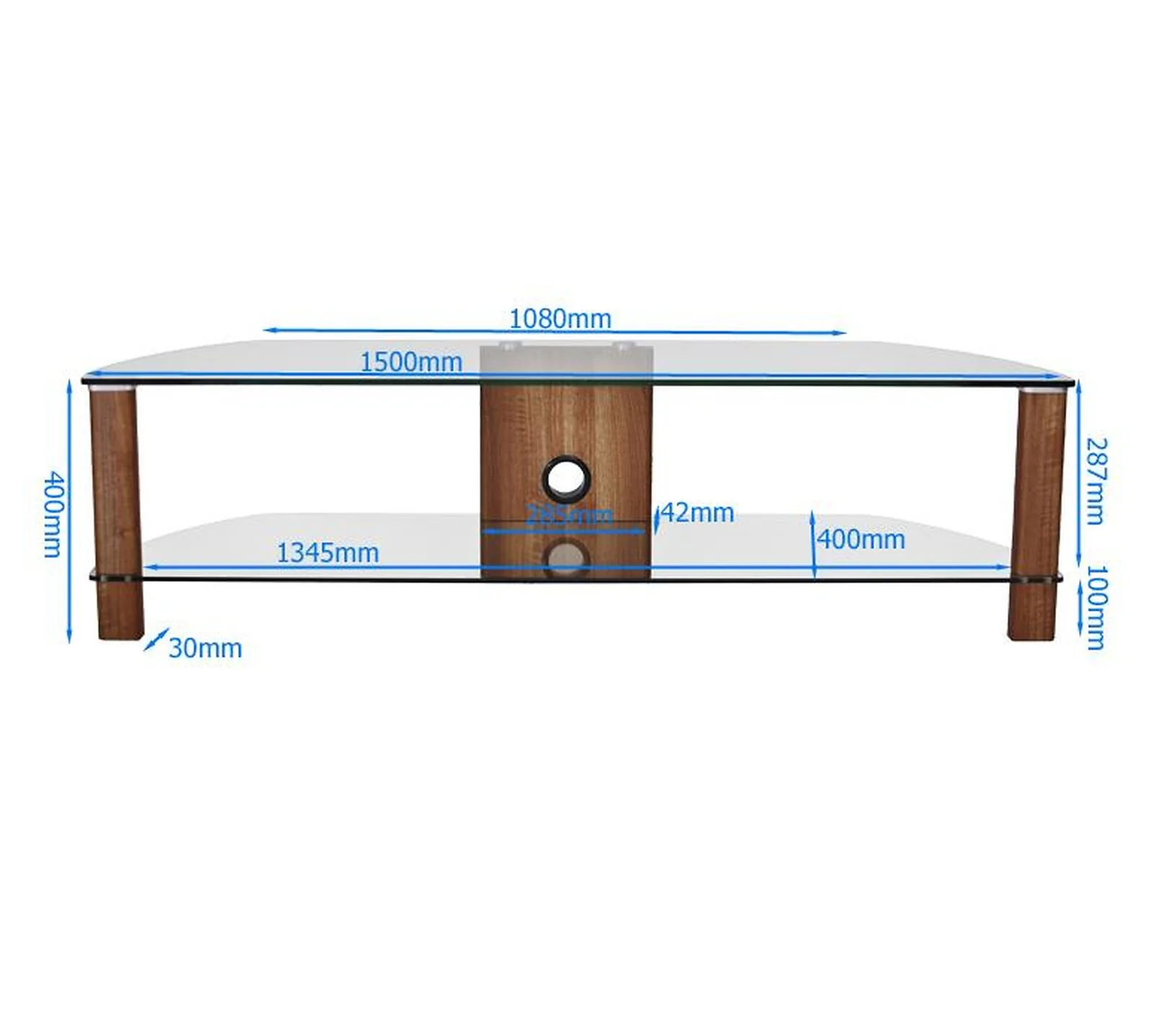 Dorel Century TV Stand in Light Oak Glass