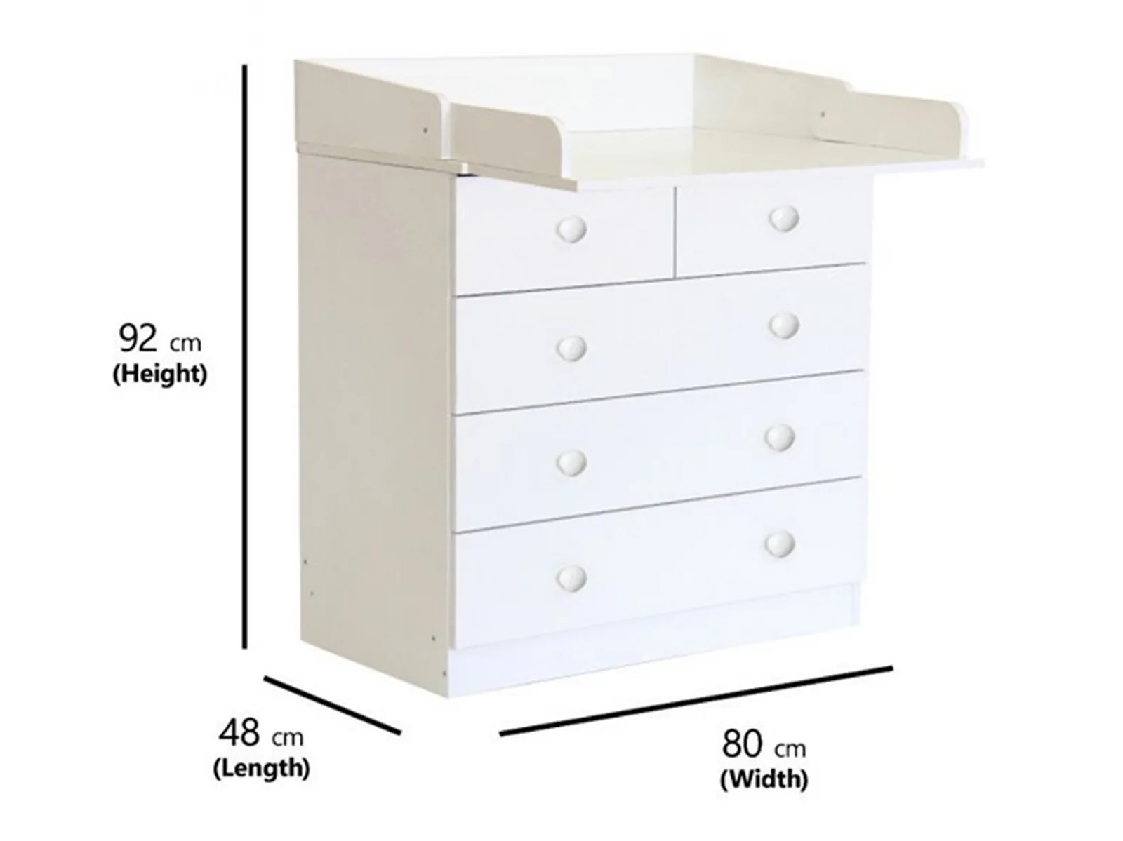 Kidsaw Kudl Kids 5 Drawer Changing Unit with Storage White – view 5