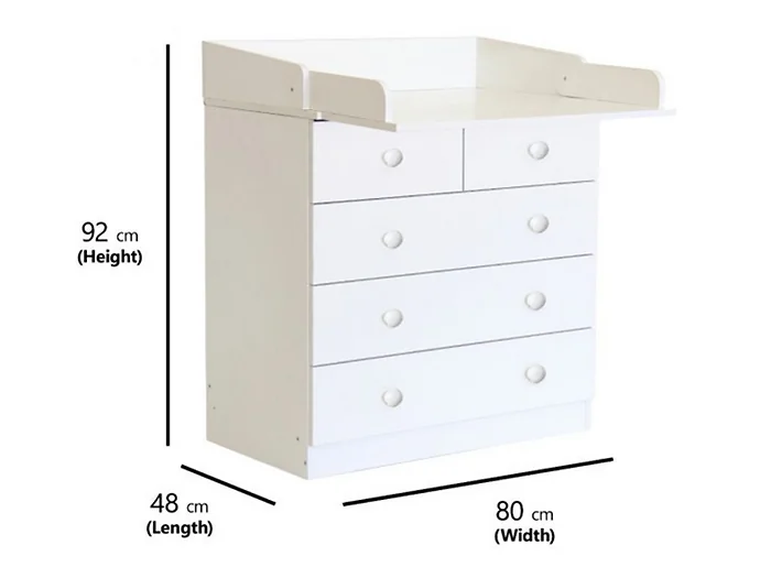 Kidsaw Kudl Kids 5 Drawer Changing Unit with Storage White – view 5