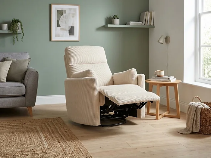 Kidsaw 1 Seater Electric Recliner Chair Ribbed Fabric Beige – view 2