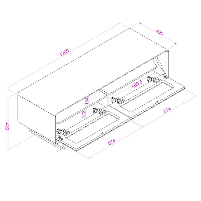Dorel Apollo TV Stand with Doors in White view 3
