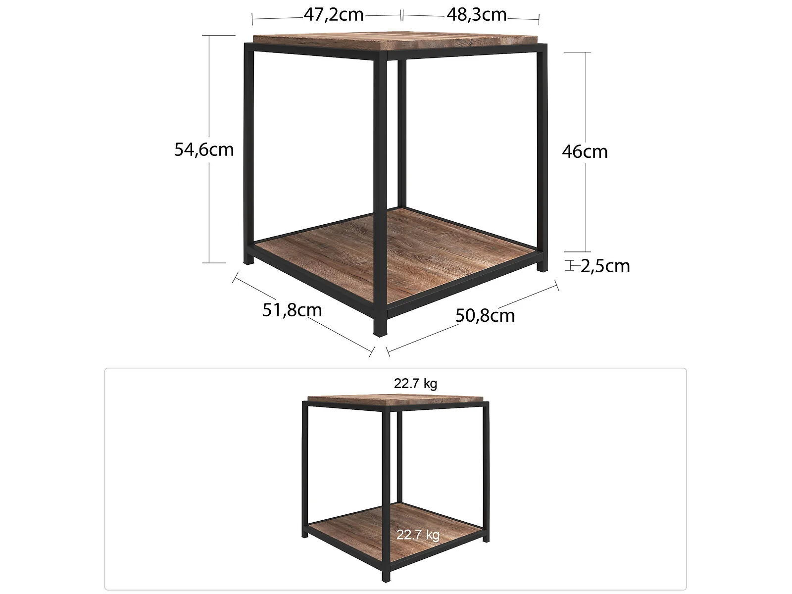 Dorel Quincy End Table Weathered Oak view 2