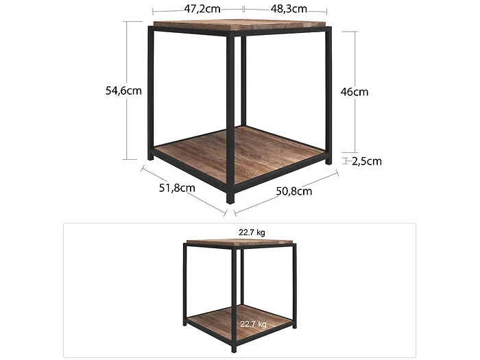 Dorel Quincy End Table Weathered Oak view 2