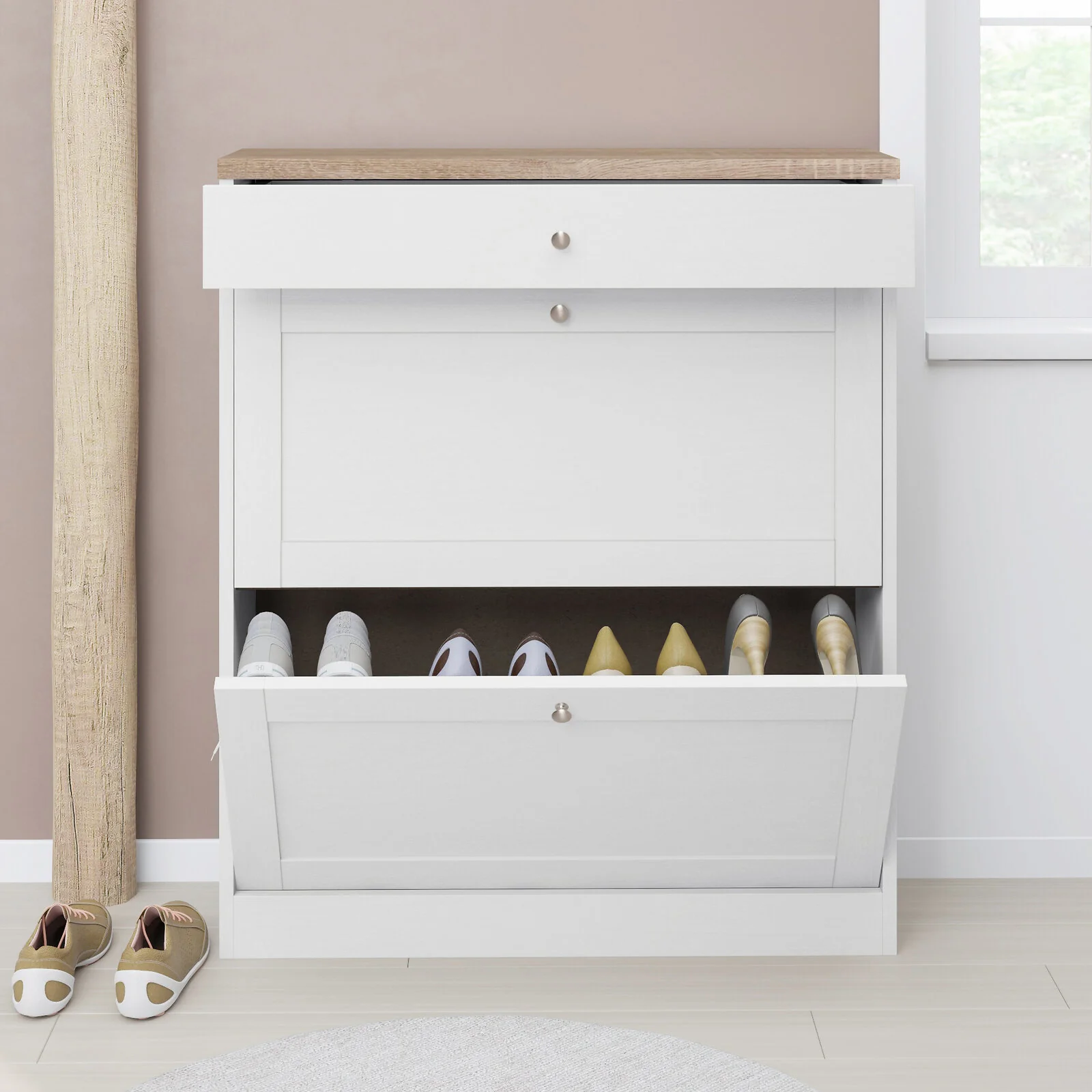 Dorel Heide Shoe Chest 2Fl1Dr Wsoak view 6