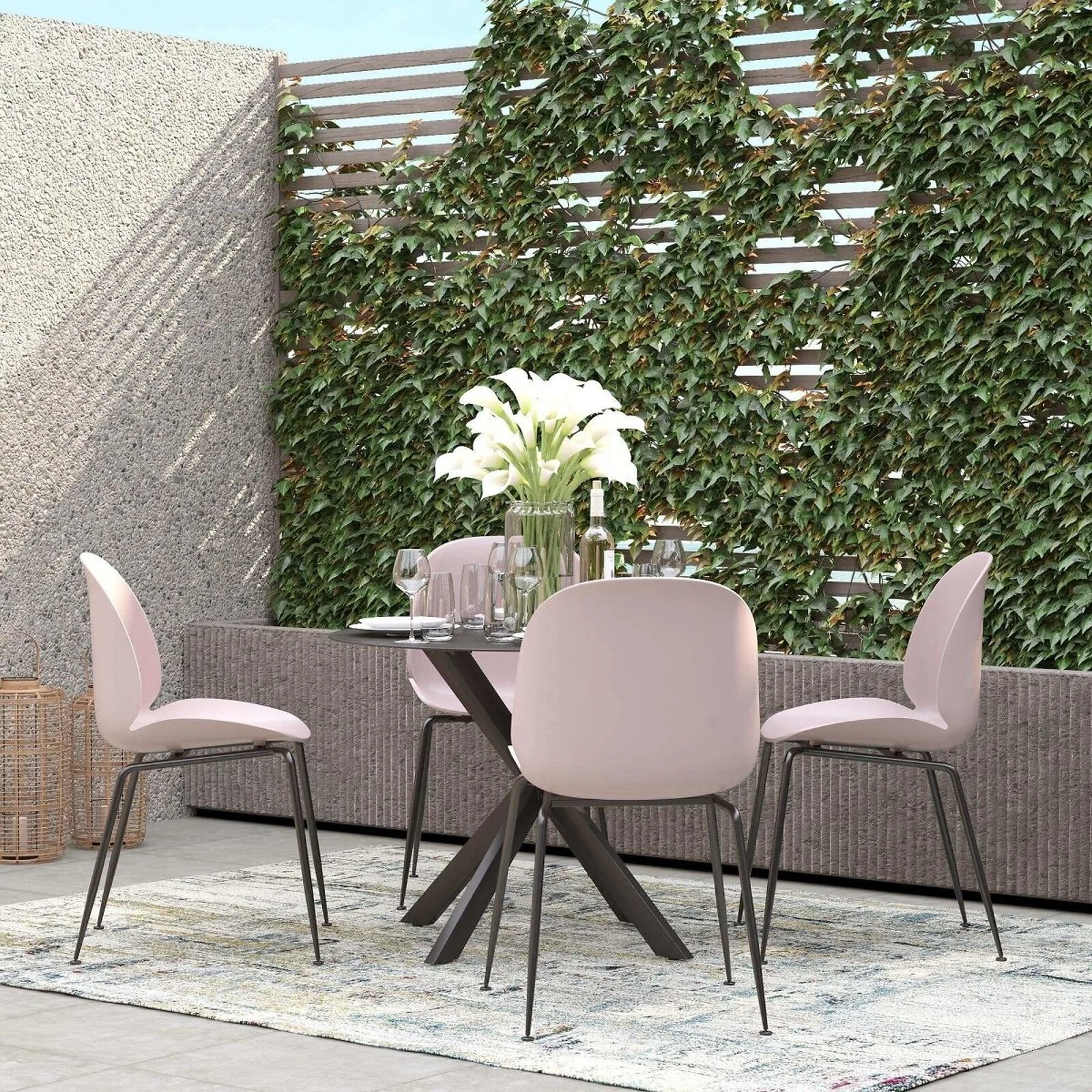 Dorel Aria Resin Dining Chair Light Pink 4 Pk
