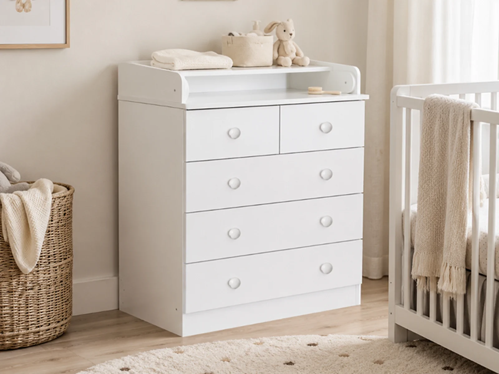 Kidsaw Kudl Kids 5 Drawer Changing Unit with Storage White