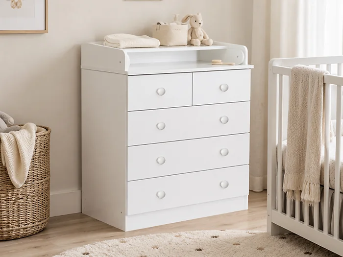 Kidsaw Kudl Kids 5 Drawer Changing Unit with Storage White