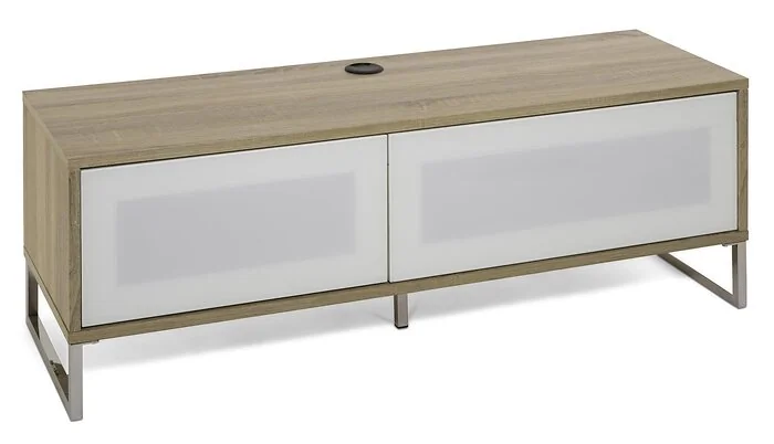 Dorel Helium TV Stand with 1 Door and 1 Flap in Ligth Oak White