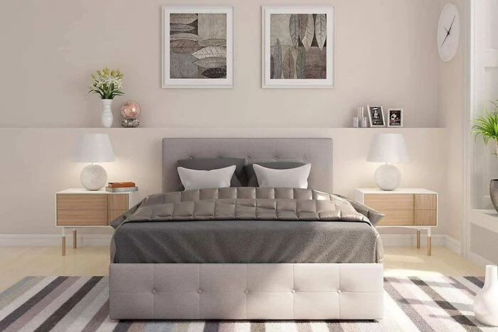 Dorel Rose Upholstered Bed with Storage Grey Linen Double view 5