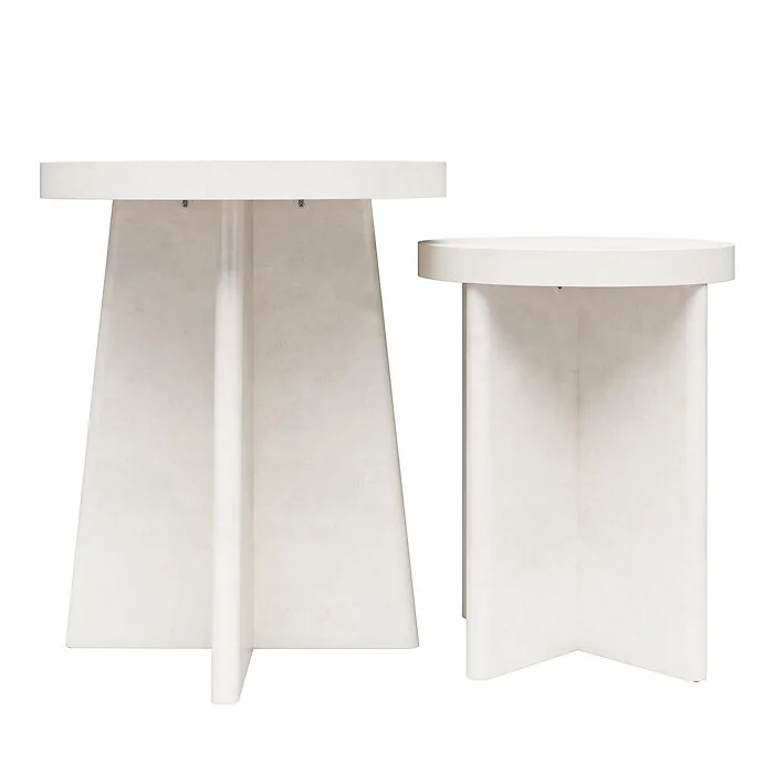 Dorel Liam Round End Tables 2pk Plaster view 6