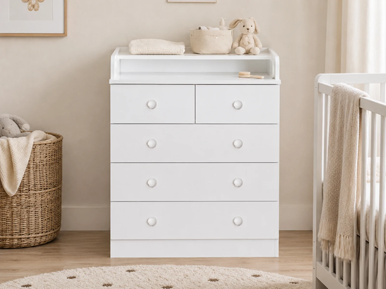 Kidsaw Kudl Kids 5 Drawer Changing Unit with Storage White – view 2