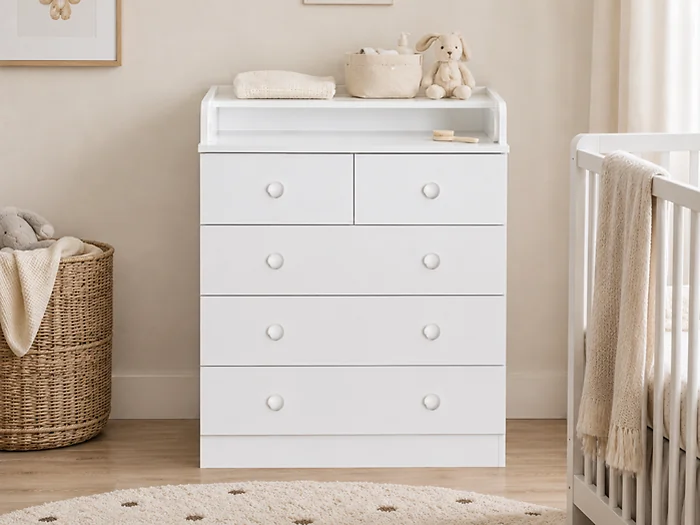 Kidsaw Kudl Kids 5 Drawer Changing Unit with Storage White – view 2
