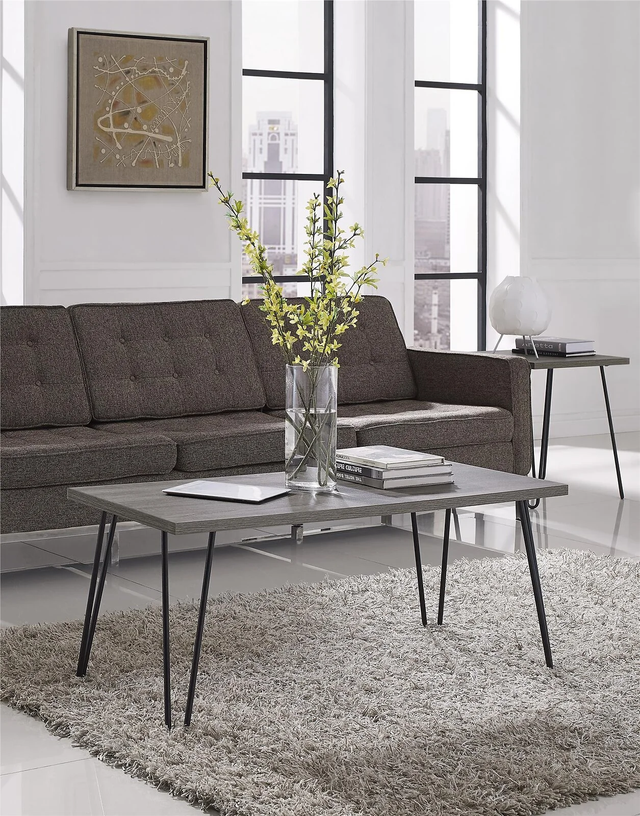 Dorel Owen Retro Coffee Table in Walnut Look