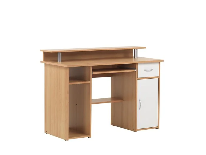 Dorel Albany Beech Desk with 1 Drawer and 1 Door in White Naturel