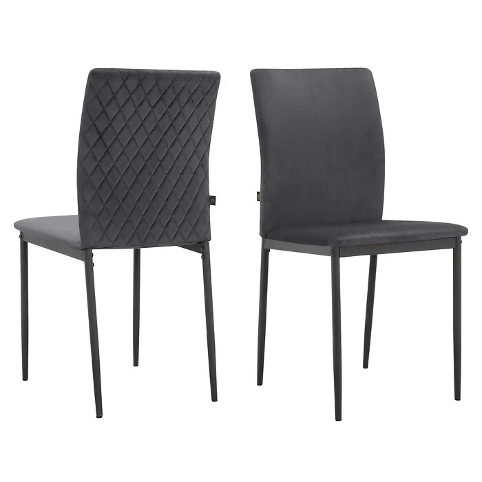 Dorel Pavia Dining Chair in Velvet Anthracite 2 Pack