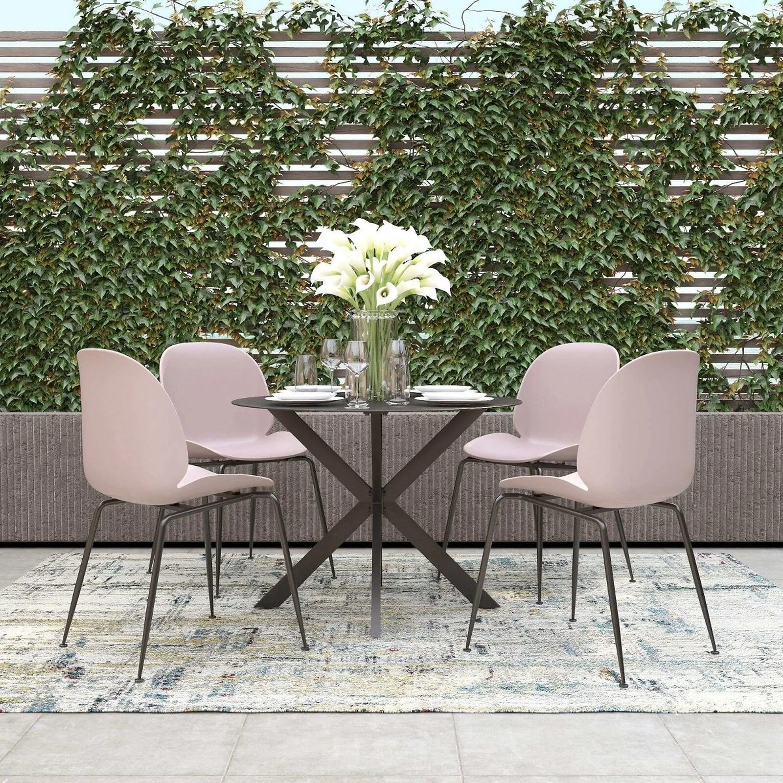 Dorel Aria Resin Dining Chair Light Pink 4 Pk view 2