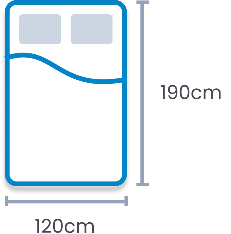 Small double mattress size (queen mattress size) diagram