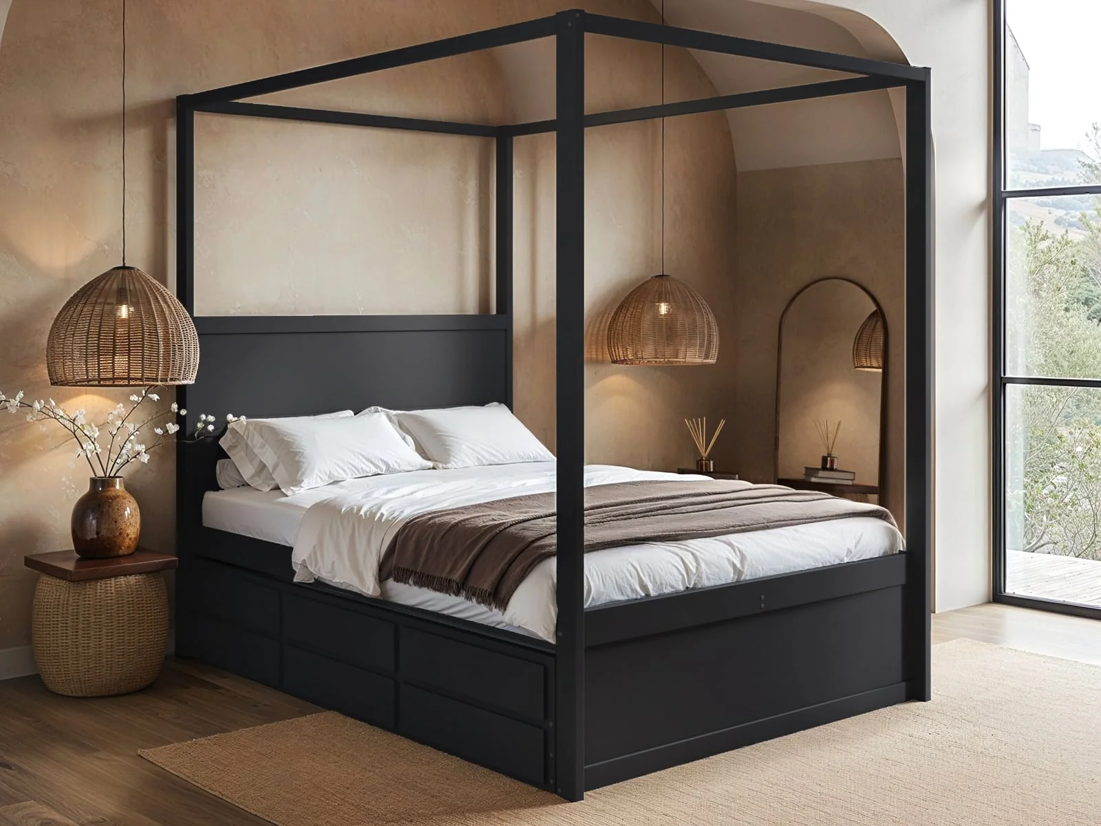 Flair Maddy four poster bed with trundle