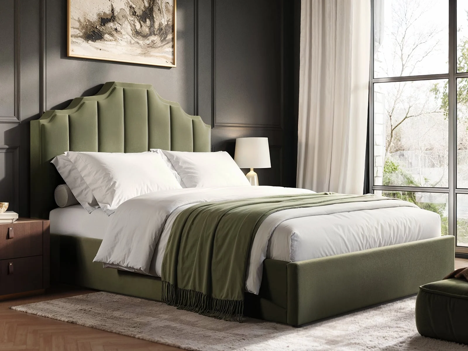 Flair Margot ottoman bed in green velvet